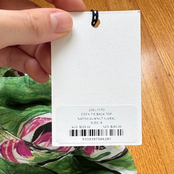 Aje Eden Tie Back Top Native Gumnut floral NWT sz 8 - Picture 4 of 4